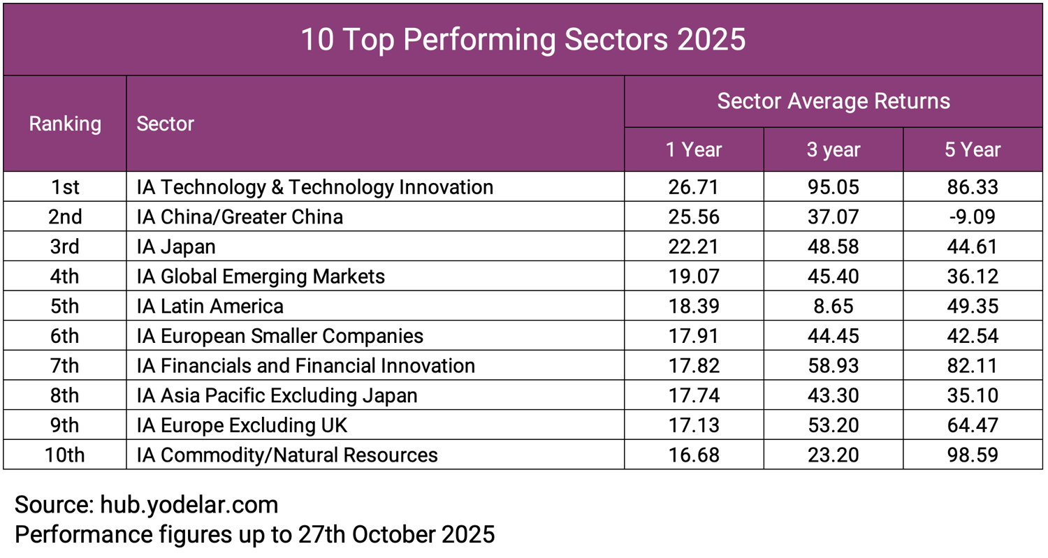 10 Top Performing Sectors 2025