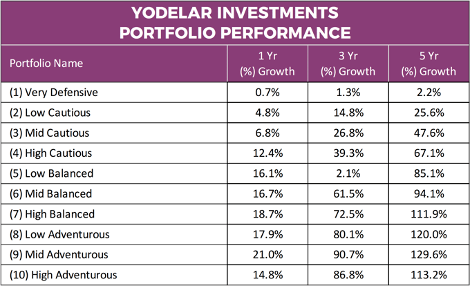 Yodelar Investments Portfolio Performance